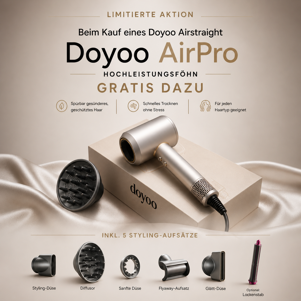 Doyoo Airstraight Haarglätter mit Luft-Technologie