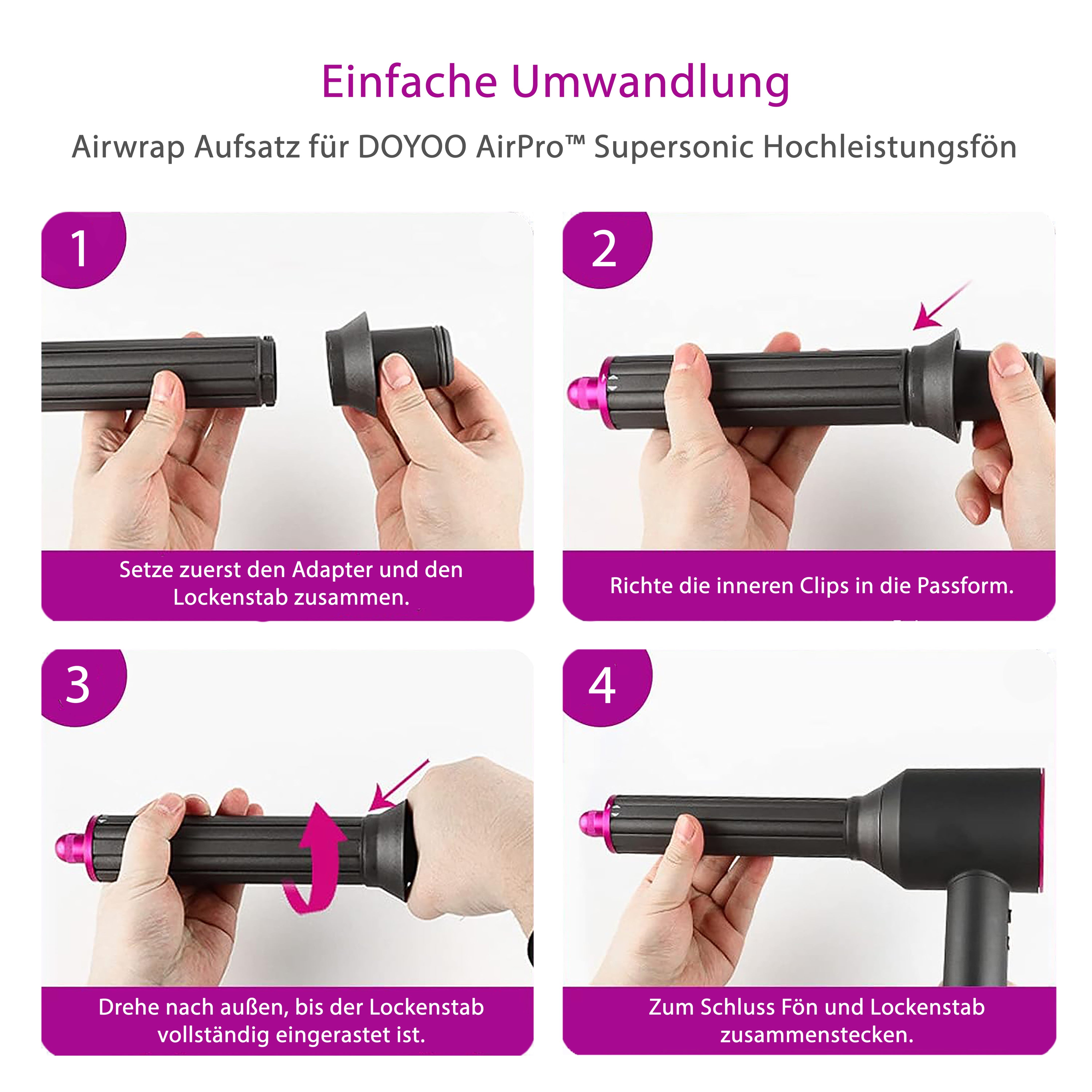 Aufsatz Airwrap Lockenstab für DOYOO AirPro™ Supersonic Hochleistungsföhn