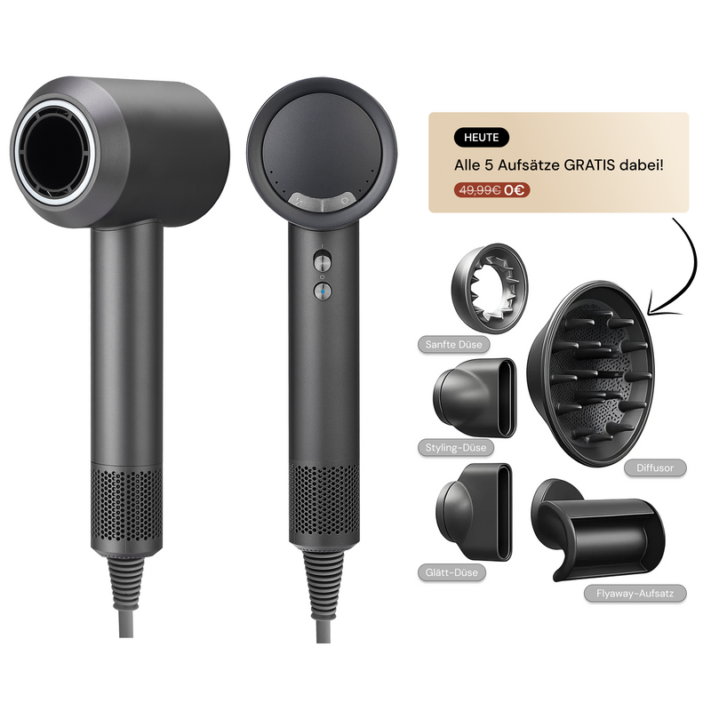 AirPro 5in1 Hochleistungsföhn + 5 Styling-Aufsätze GRATIS